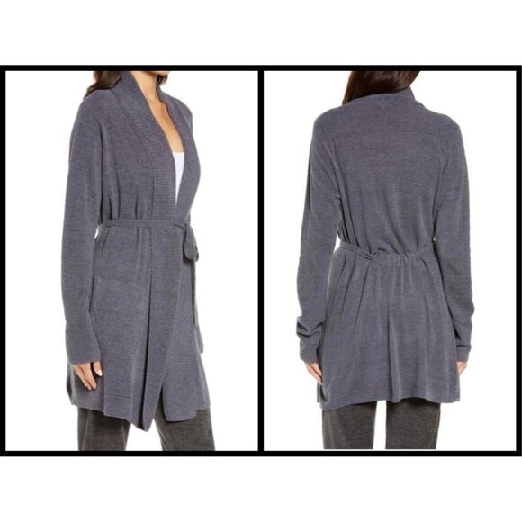 💕BAREFOOT DREAMS💕 CozyChic Drape Rib Cardigan Ultra Lite Pacific Blue L NWT - Picture 3 of 16